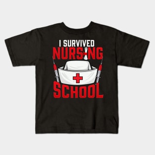 Cute I Survived Nursing School RN Graduation Kids T-Shirt